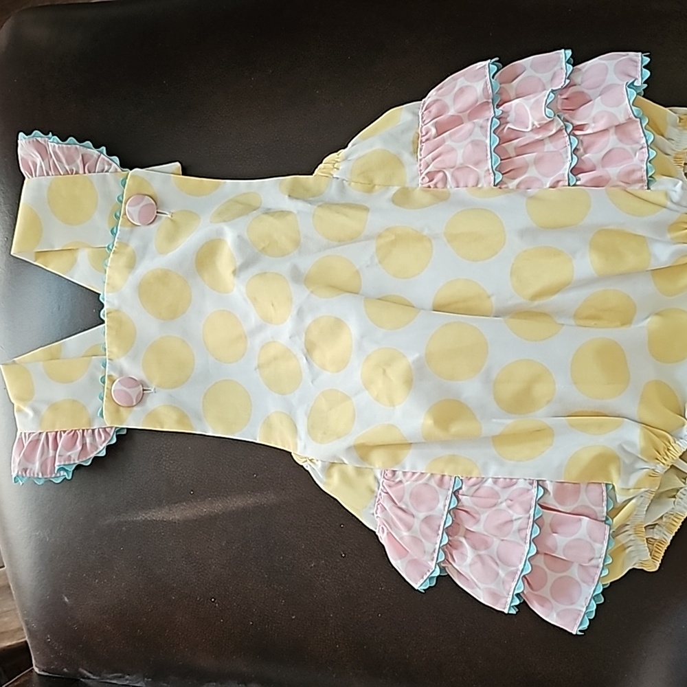 18m shrimp & grits ruffle bubble polkadot